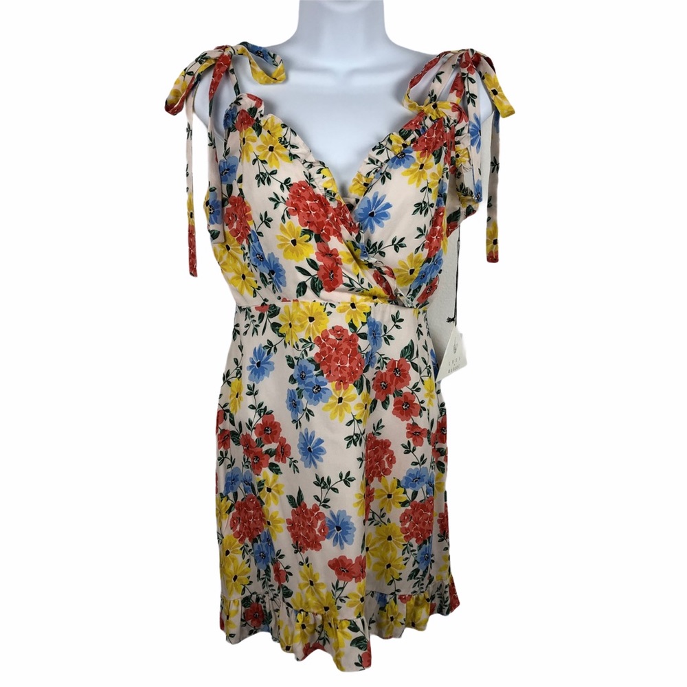 NWT Lost + Wander Center Of Attention Floral Dress Blue Yellow Red Green Cream